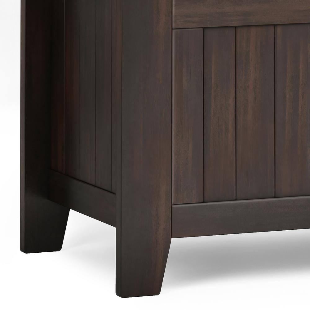 Simpli Home Acadian SOLID WOOD 36 inch Wide Transitional Small Entryway Storage Bench in Brunette Brown