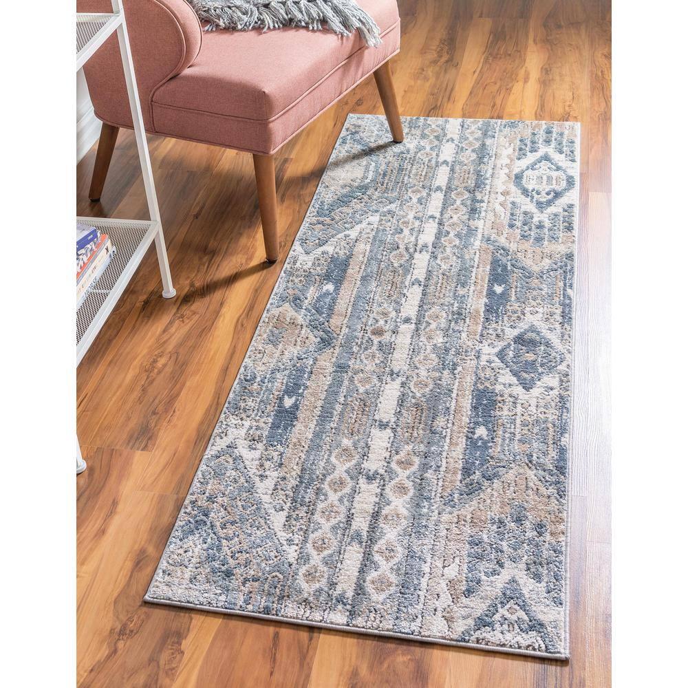 Unique Loom Portland Collection Area Rug - Orford (2' 2" x 12' Runner Navy Blue/Blue)
