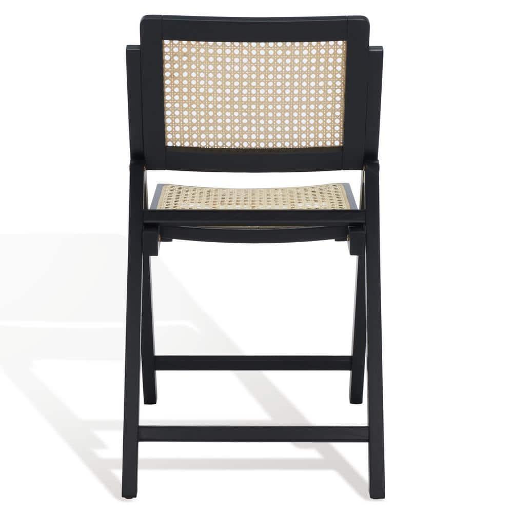 SAFAVIEH Couture Desiree Modern Cane Solid Folding Dining Chair, Black/Natural (Set of 2)