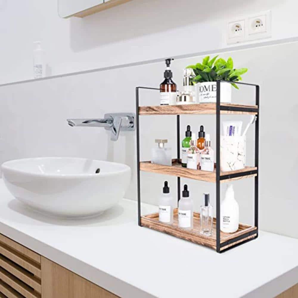 3-Tier Countertop Organizer for Counter Stylish Wood Vanity Shelf Storage - The Perfect Addition to Your Bathroom Decor