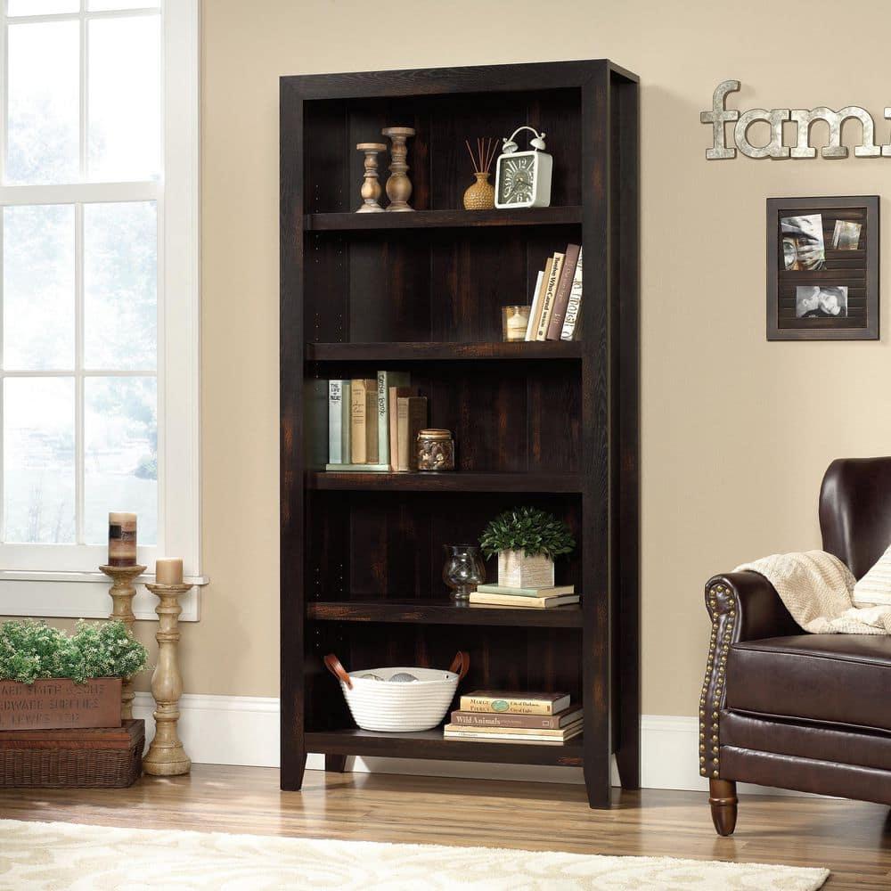 Sauder Dakota Pass 5-Shelf Bookcase, Char Pine Finish