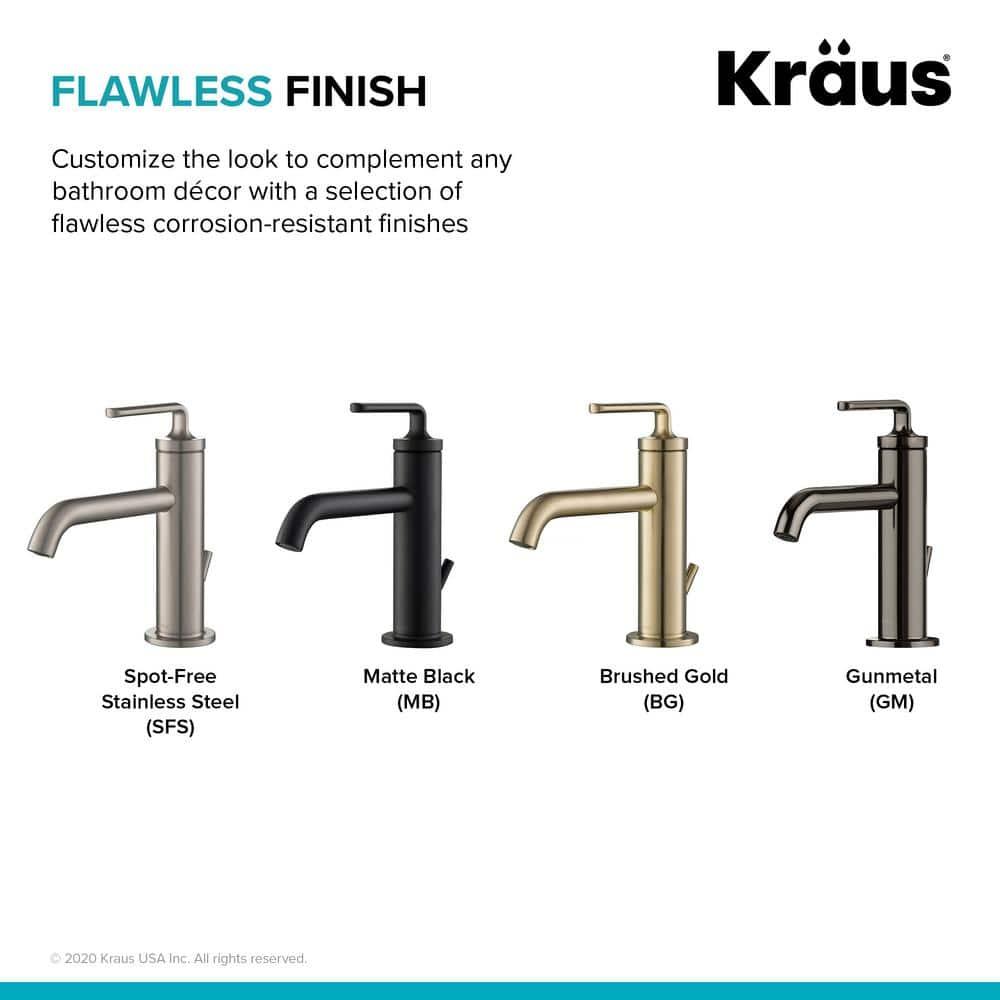 KRAUS Ramus Single Handle Bathroom Sink Faucet with Lift Rod Drain