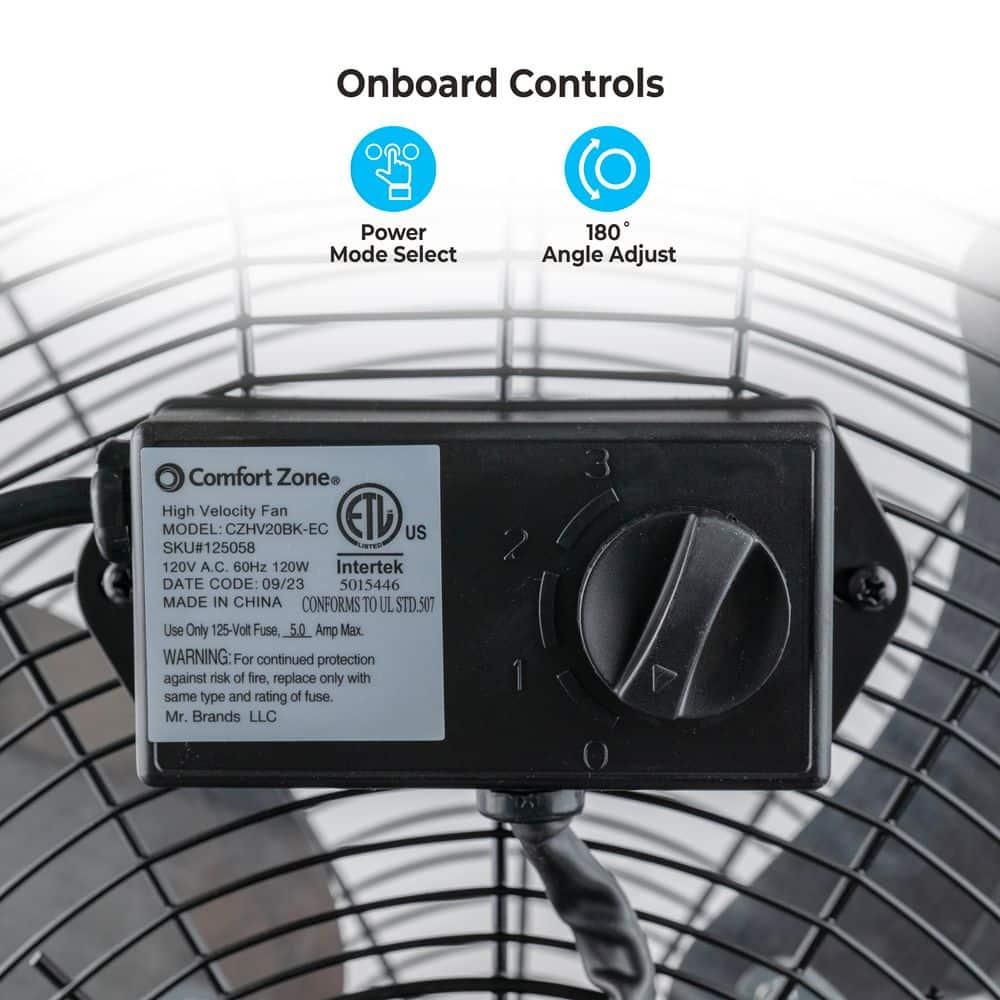 Comfort Zone 20"  Heavy-Duty All Metal Industrial Floor Fan