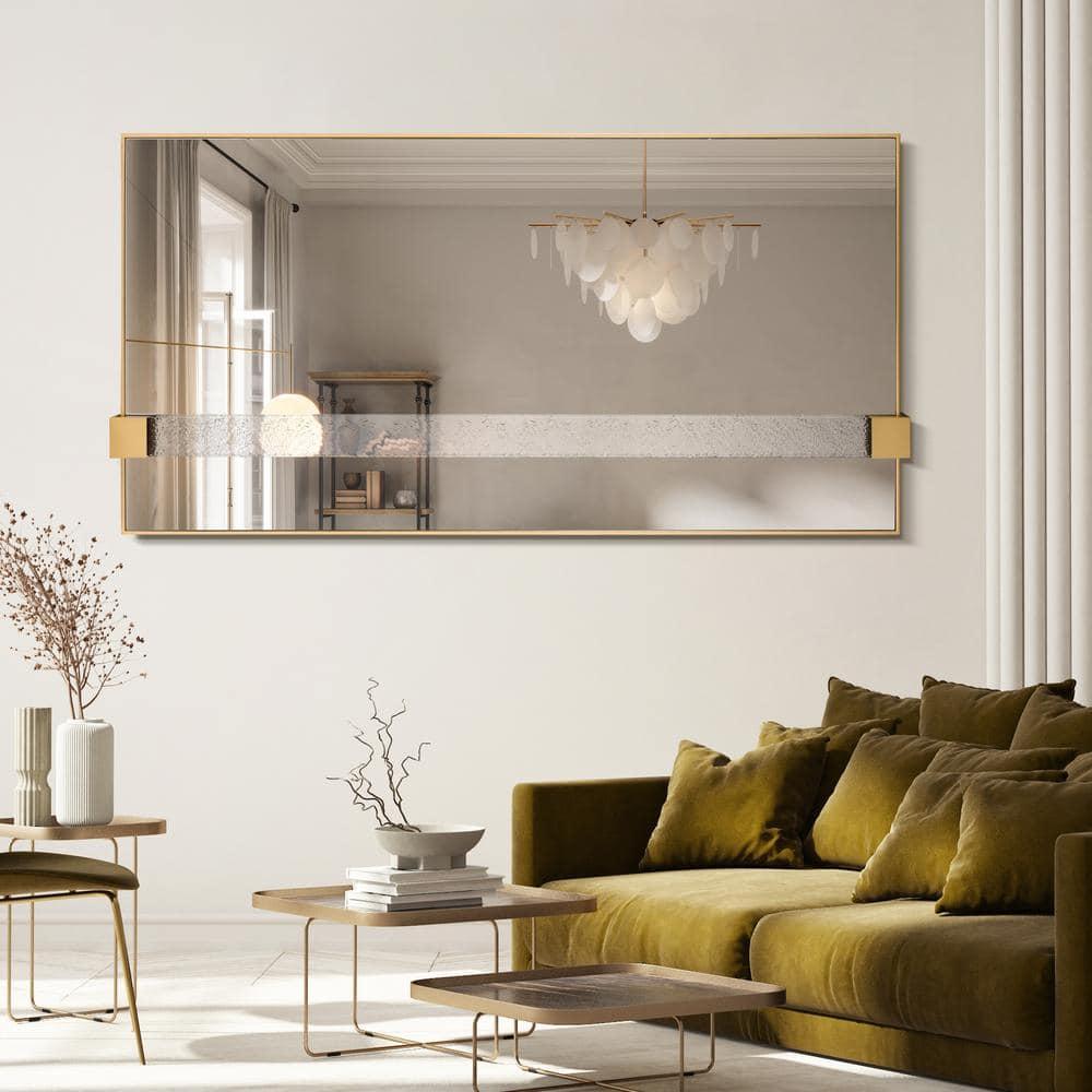 Empire Art Direct "Gleaming Horizon Wall Mirror" 40"x80" with Textured Acrylic Embellished, on Gold Iron Frame