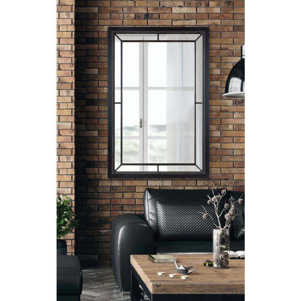 24" x 36" Audubon Rectangle Wall Mirror Black - Kate & Laurel: Modern Farmhouse Style, Iron Detail