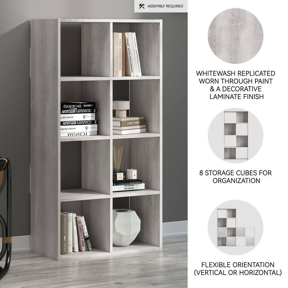 47.05" Paxberry 8 Cube Organizer Whitewash - Signature Design by Ashley: Modern Bookshelf, Storage Cubbies