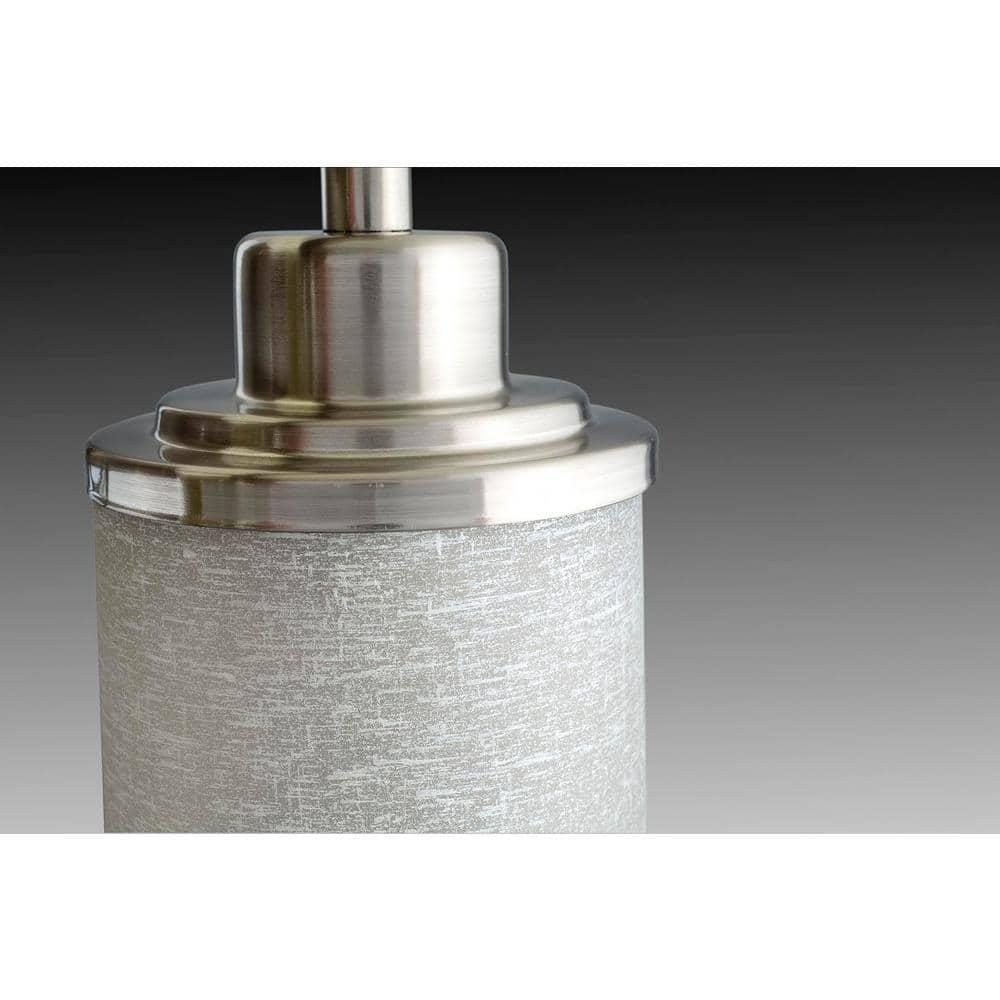 Progress Lighting Alexa Collection 2-Light Bath Fixture, Brushed Nickel, White Linen Glass Shade