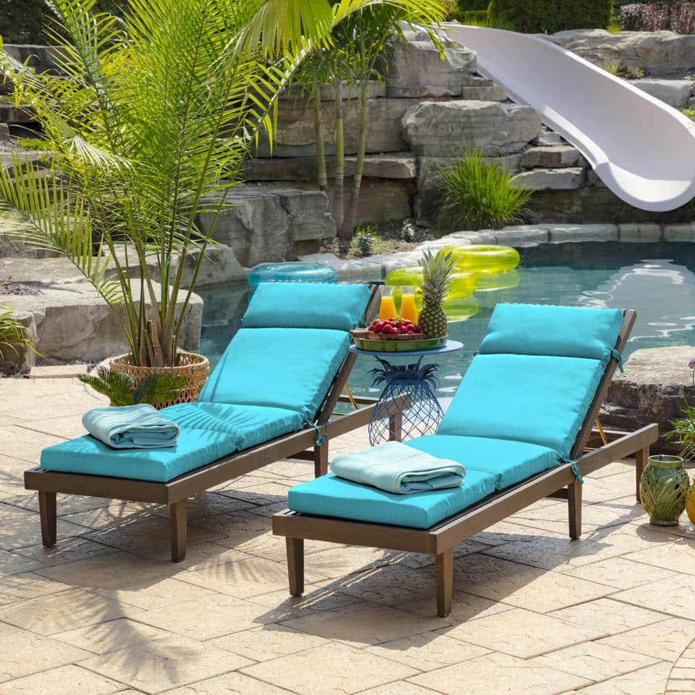 ARDEN Outdoor Chaise Lounge Cushion 72 x 21, Pool Blue Leala