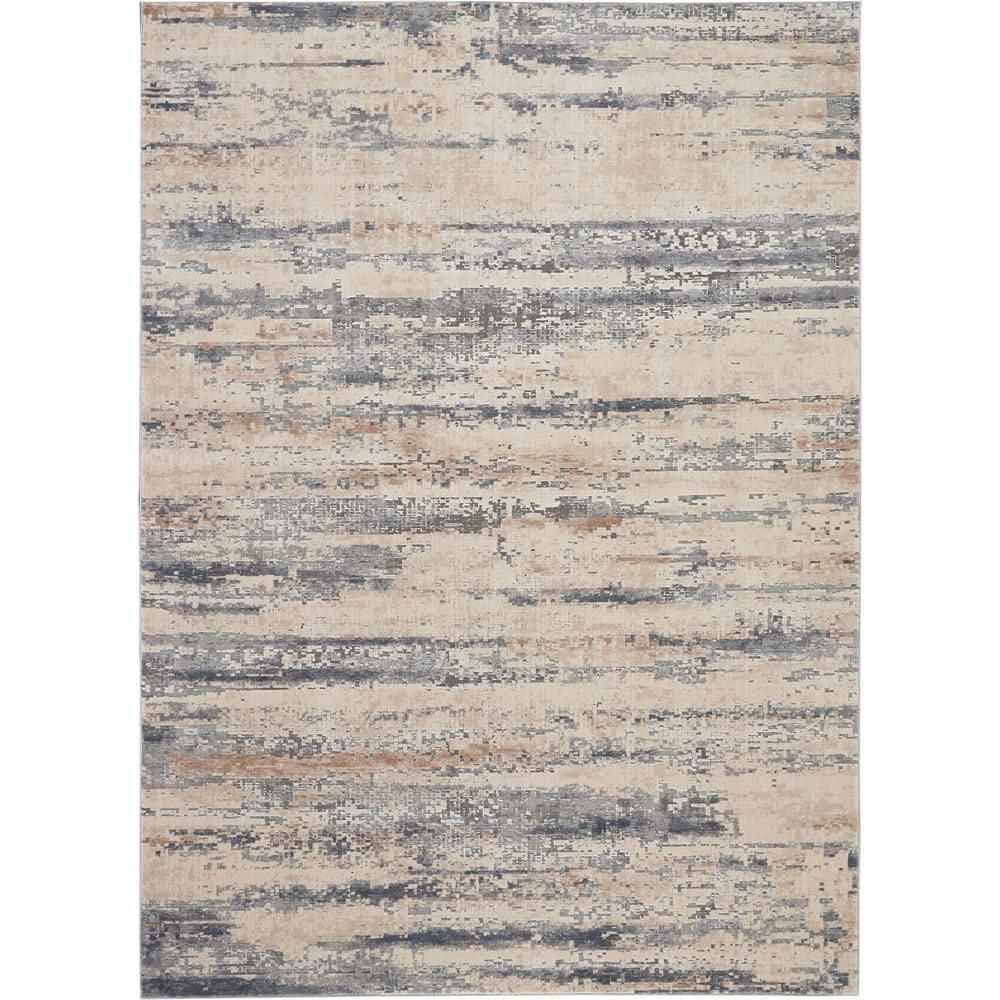 Rustic Textures Beige/Grey 8 ft. x 11 ft. Abstract Contemporary Area Rug