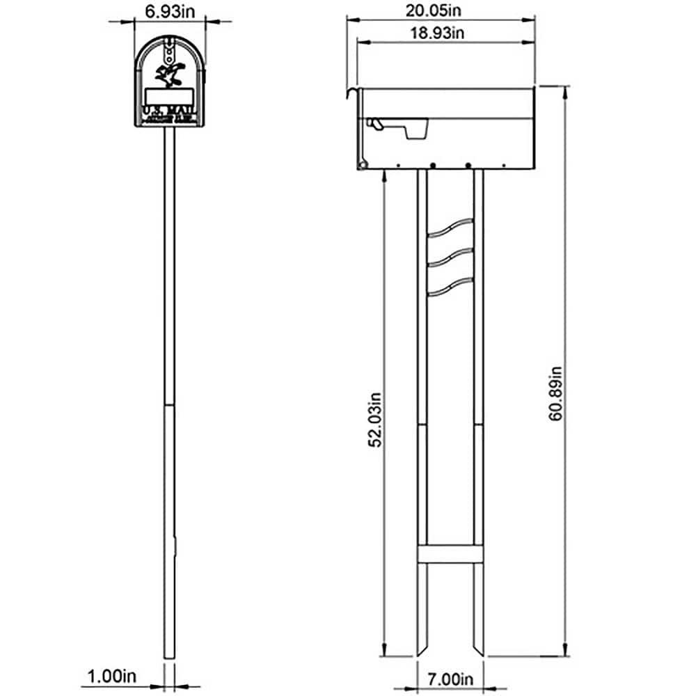 Mailbox-To-Go Classic Galvanized Steel Post Mount Mailbox, Black