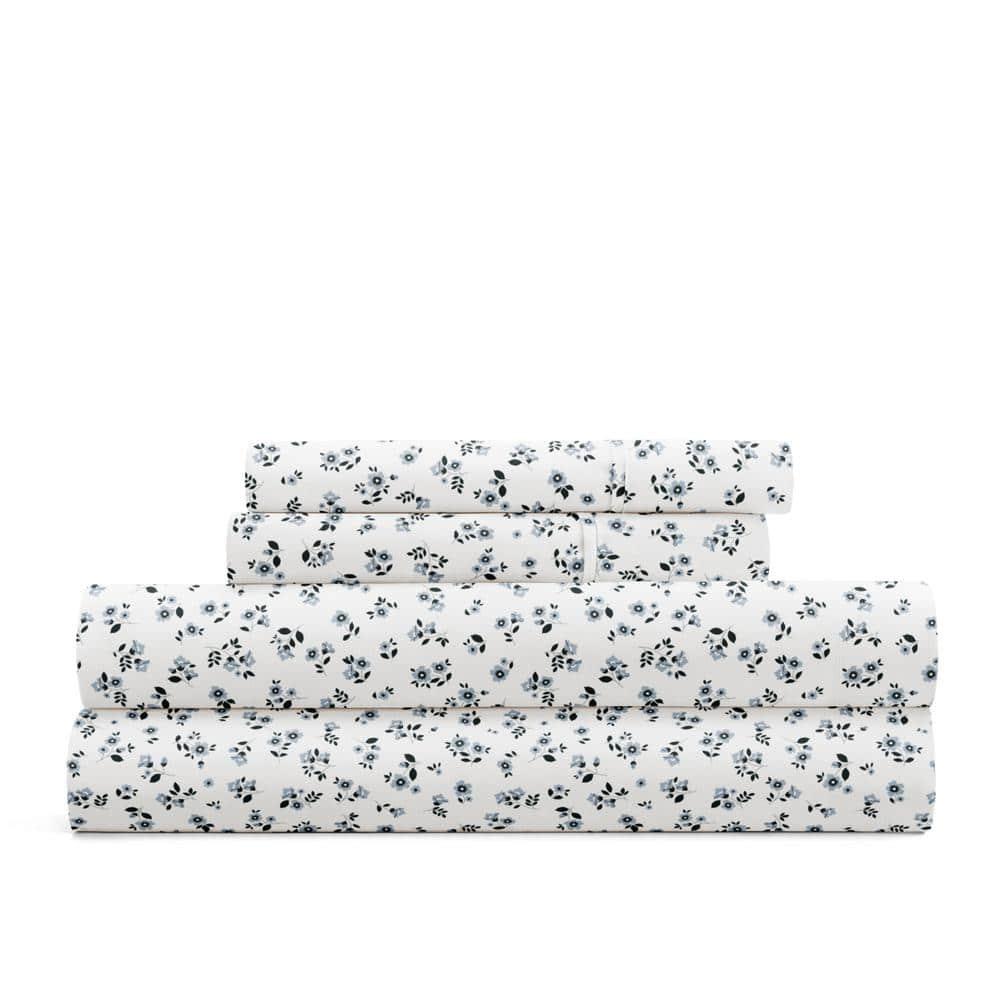 4 Piece Sheet Set Patterned Microfiber Ultra Soft Bedding in Floral Dream