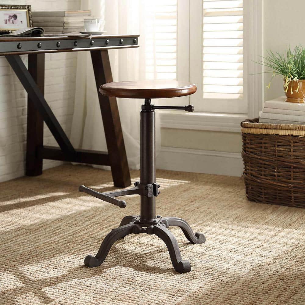 Carolina Living Jackson Adjustable Barstool Metal/Chestnut: Round, Backless, 250lb Capacity, Rustic Style
