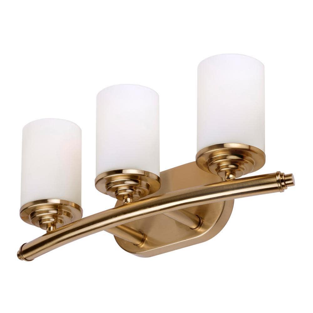 Ames  3-Light Soft Gold Bath Light with Satin Opal Glass - Soft Gold