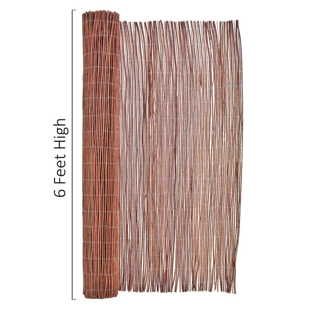 Backyard X-Scapes Natural Willow Rolled Panel Fence Decorative Fencing for Backyard Brown 72 in H x 96 in L