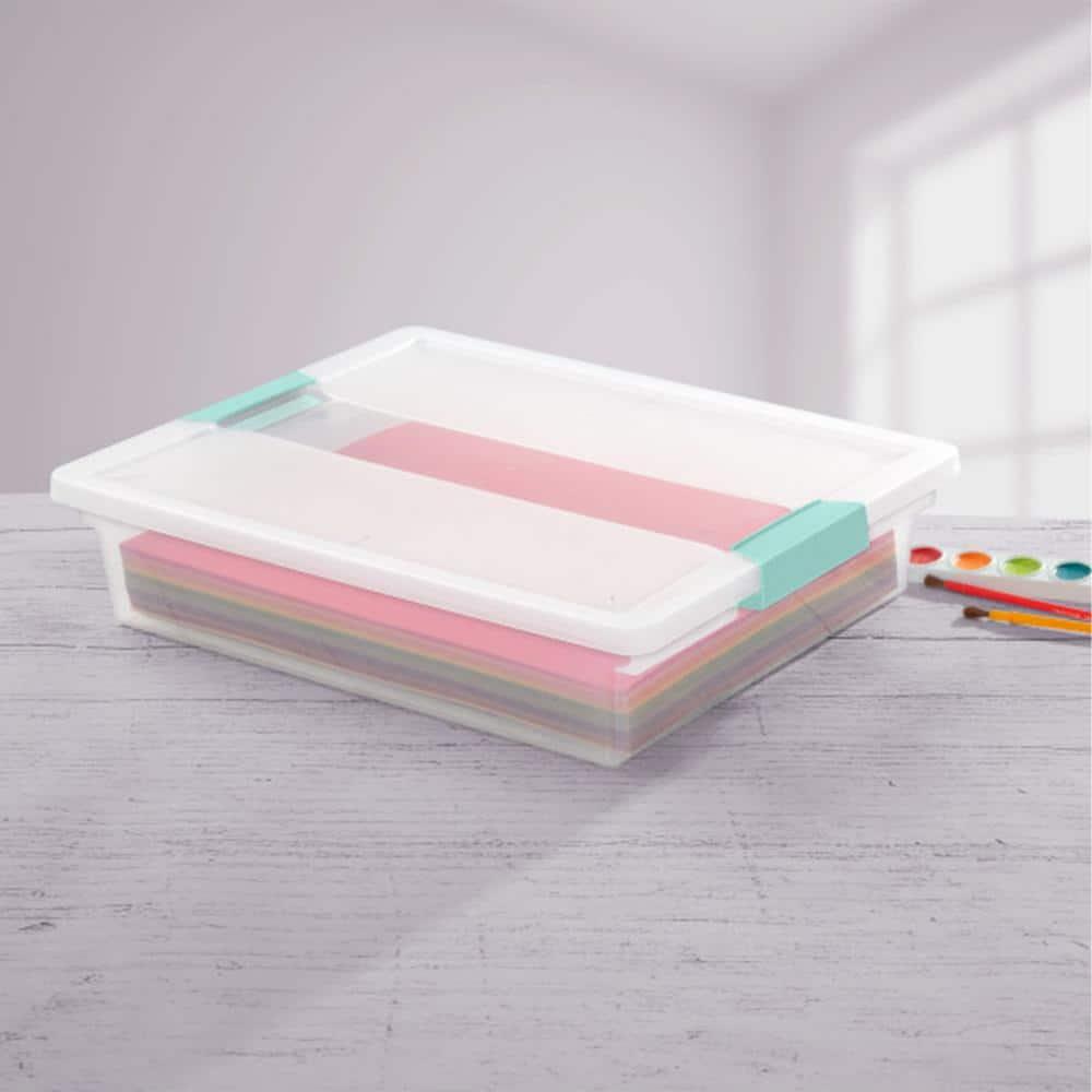 Sterilite Large Clip Box, 5.7 Qt Stackable Storage Bin with Latching Lid, Plastic Container for Home Organization, 12-Pack