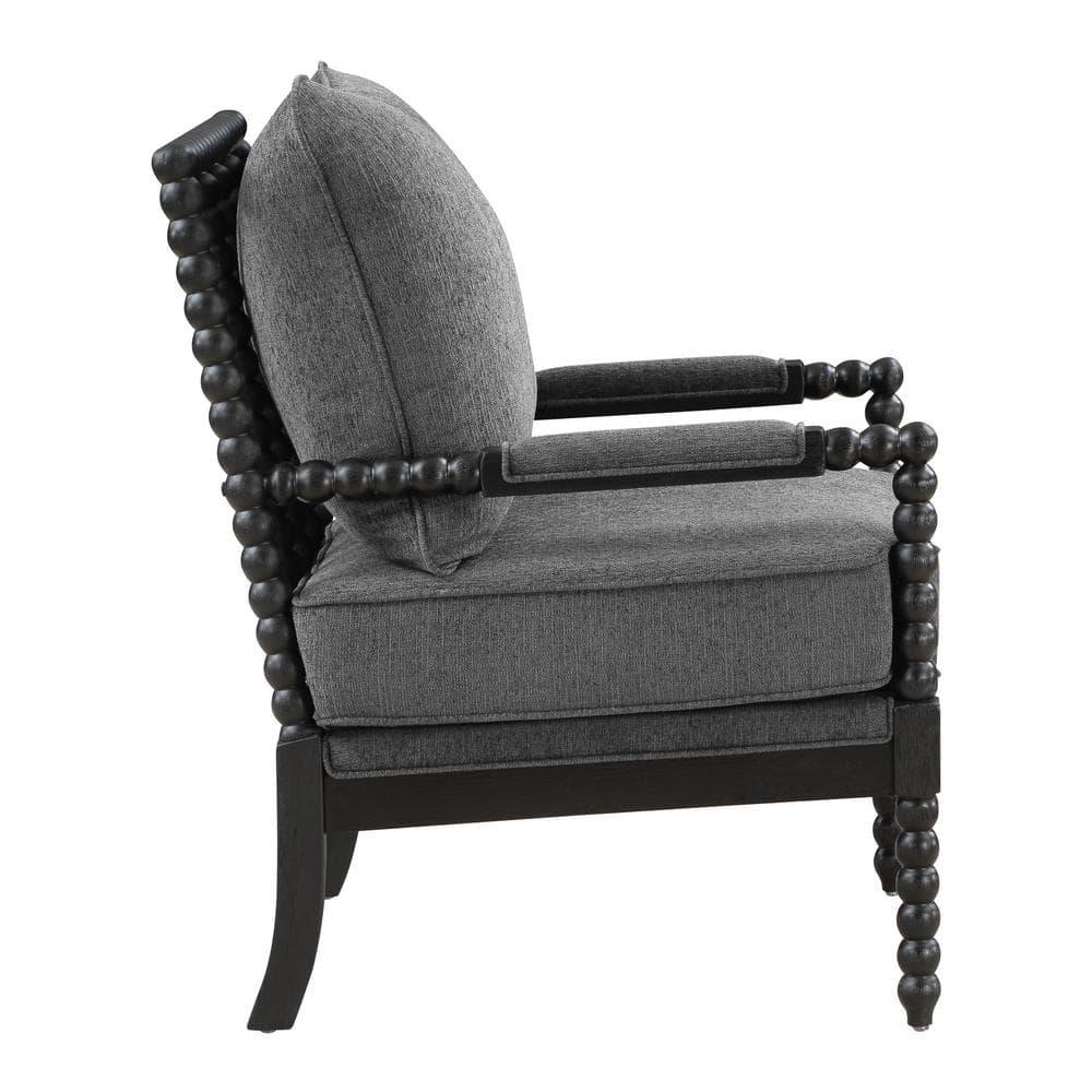 OSP Home Furnishings Eliza Spindle Chair in Charcoal Fabric