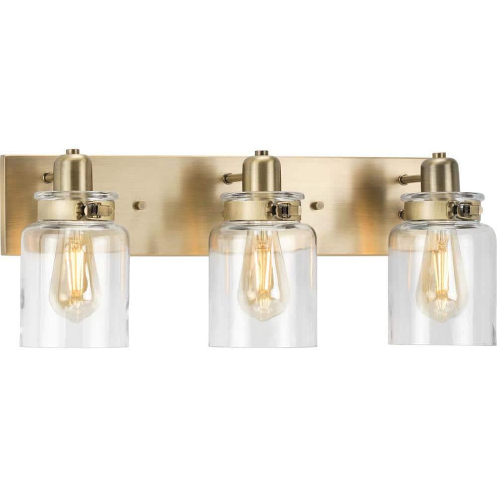 Progress Lighting Calhoun 3-Light Vintage Brass Bath Vanity