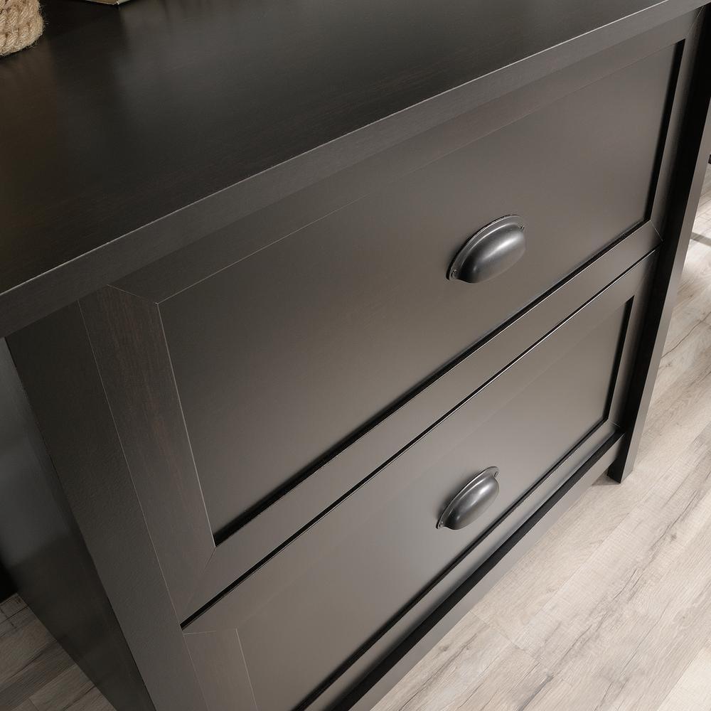 2 Drawer County Line Lateral File Cabinet Estate Black - Sauder: Modern Style, MDF, Paper Laminate Surface