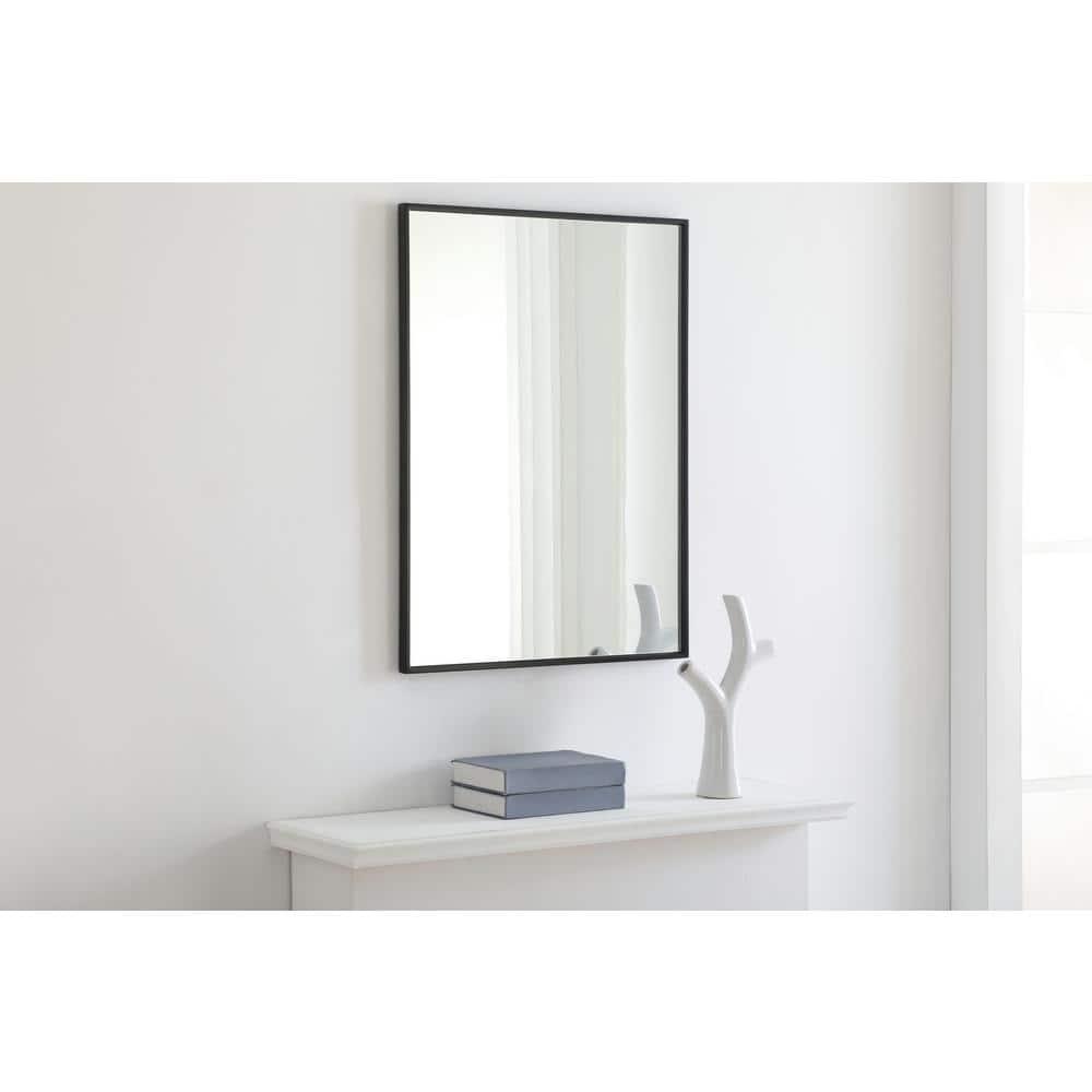 Elegant Lighting Metal Frame Square Mirror 24 inch in Black