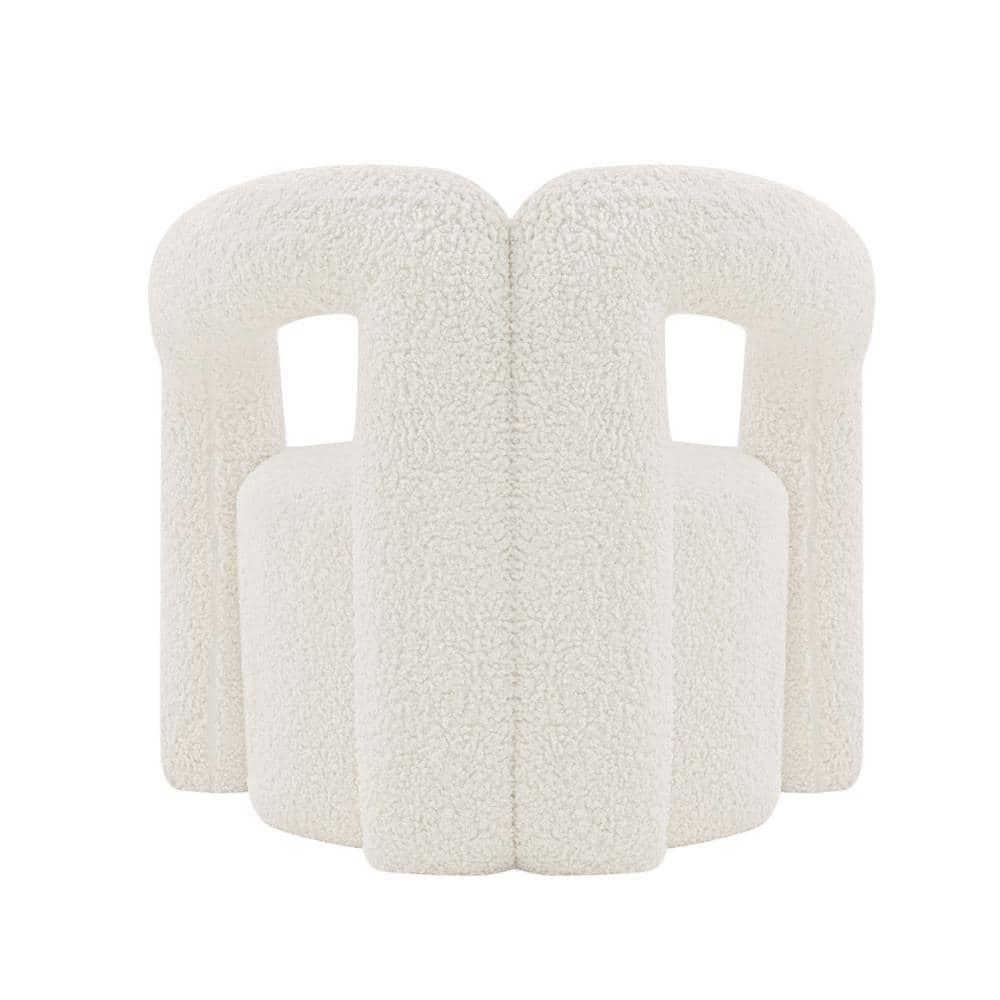 Darian Modern Boucle Upholstered Accent Chair Cream - Manhattan Comfort: Pine Wood Frame, High-Density Foam