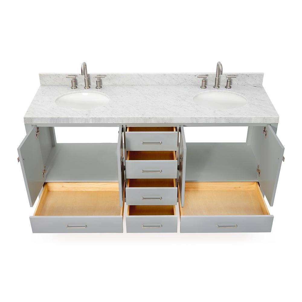 Cambridge 72'' Double Bathroom Vanity with Carrara Marble Top