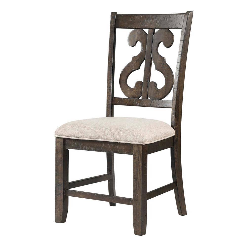 Stanford Wooden Swirl Back Chair Brown - Picket House Furnishings: Mid-Century Modern, Upholstered Seat