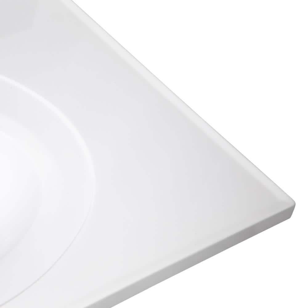 73 Inch Cultured Marble Vanity Top Two Sinks with Backsplash, White