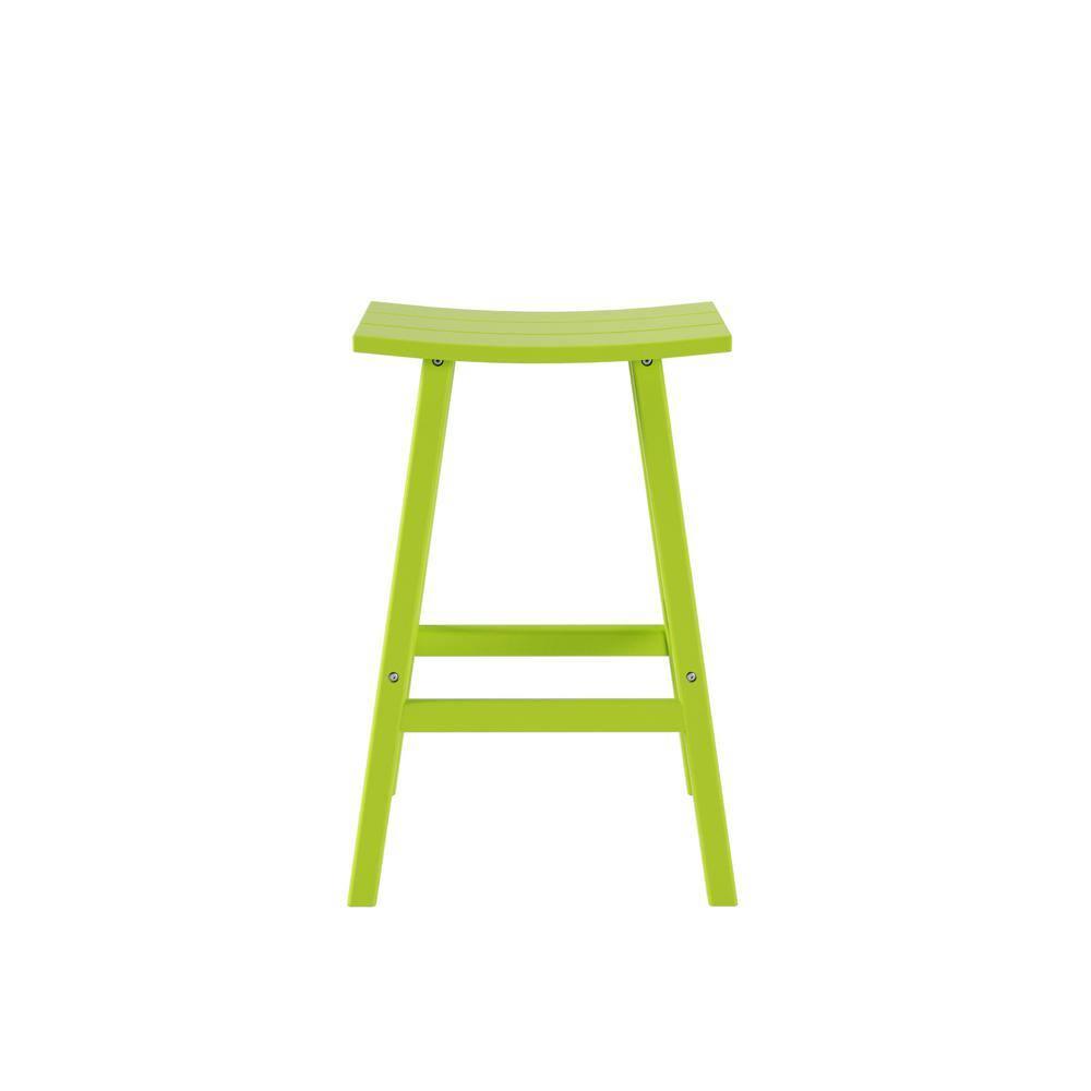 Polytrends  Laguna Hdpe All Weather Outdoor Patio 29" Saddle Seat Bar Stool Lime