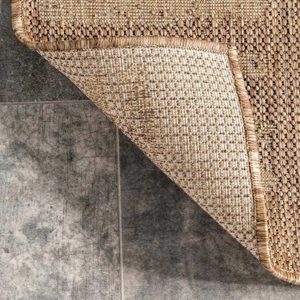 nuLOOM 4' x 6' Outdoor Performance Area Rug, Stain Resistant, Weather Resistant, High Traffic, Patio, Balcony, Outside, Marin Brown