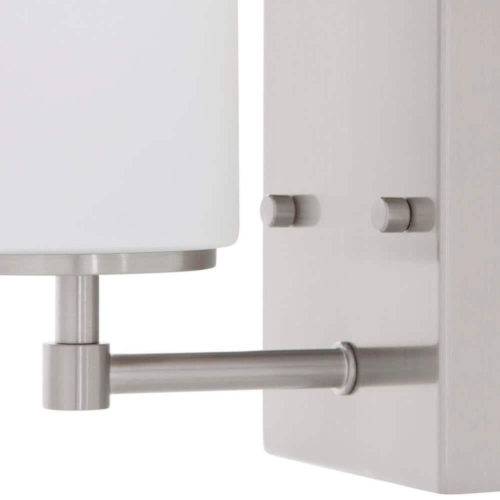 Alturas 4.375 in. Brushed Nickel Modern Contemporary Wall Sconce Vanity Light with Satin Etched Glass Shade