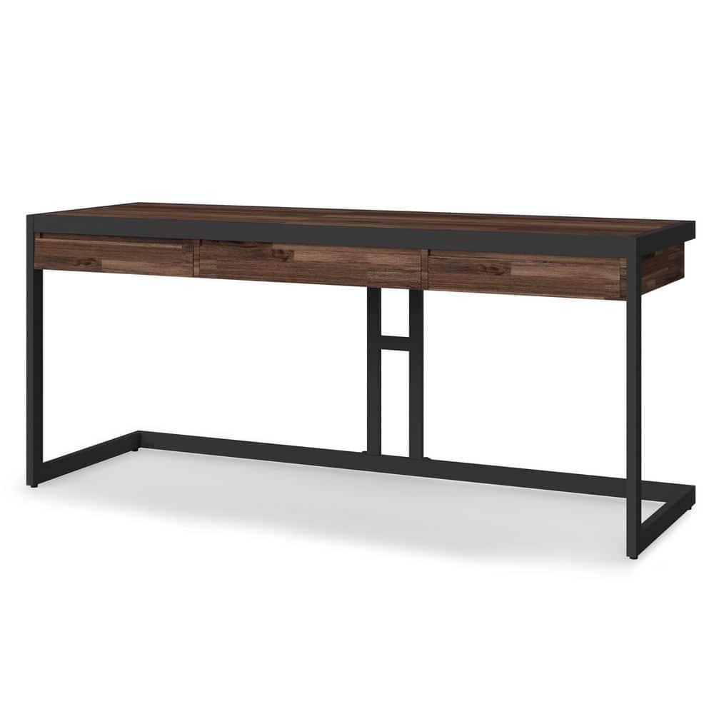 Simpli Home Erina 48"W Solid Acacia Wood Small Desk, Industrial Style with Keyboard Tray and 2 Drawers
