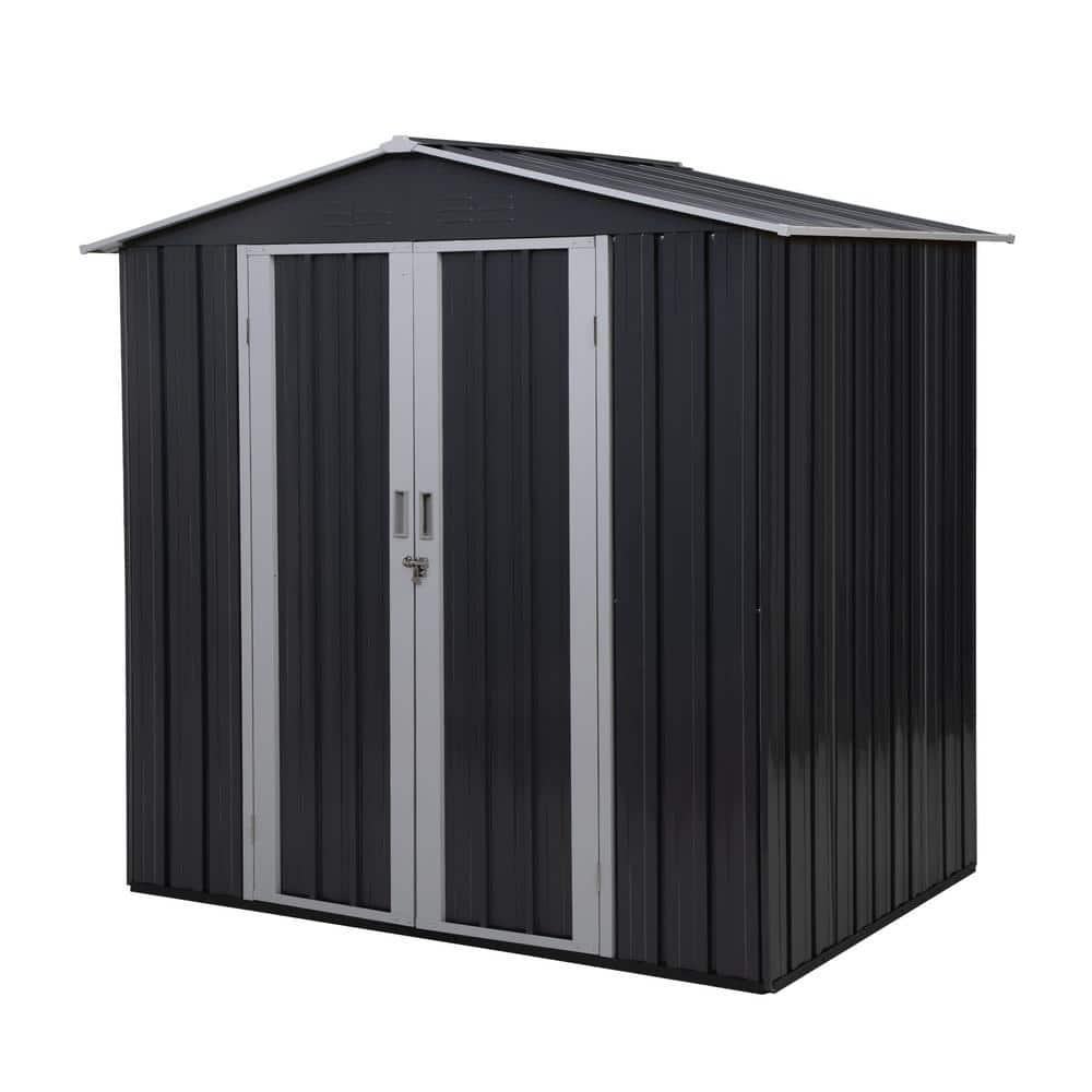 HOGYME 6 Ft. W X 4 Ft. D Outdoor Metal Storage Shed With Lockable Doors