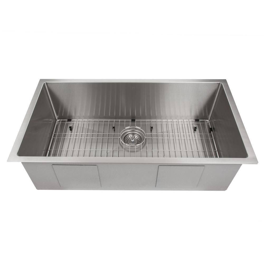 ZLINE SRS-36 ZLINE 36 in. Meribel Undermount Single Bowl Stainless Steel Kitchen Sink W/ Bottom Grid (SRS-36)