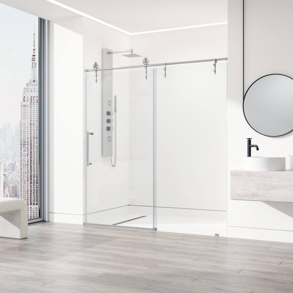 Hamilton 56-60" W x 78" H Sliding Frameless Shower Door with 3/8" Clear Glass