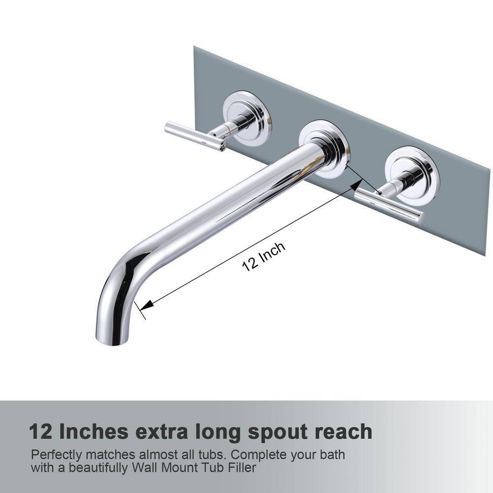 2-Handle 3-Hole Wall Mounted Roman Tub Faucet With 360° Swivel Spout