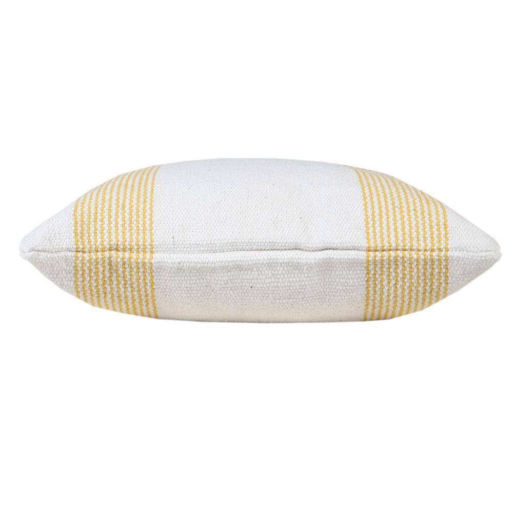 Balanced Yellow / White 20 in. x 20 in. Border Pinstripe Indoor Throw Pillow