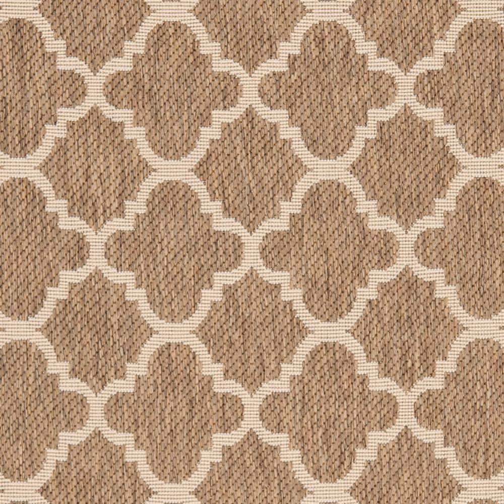 SAFAVIEH Courtyard Alina Geometric Quatrefoil Indoor/Outdoor Area Rug, Brown/Bone, 2'7" x 5'
