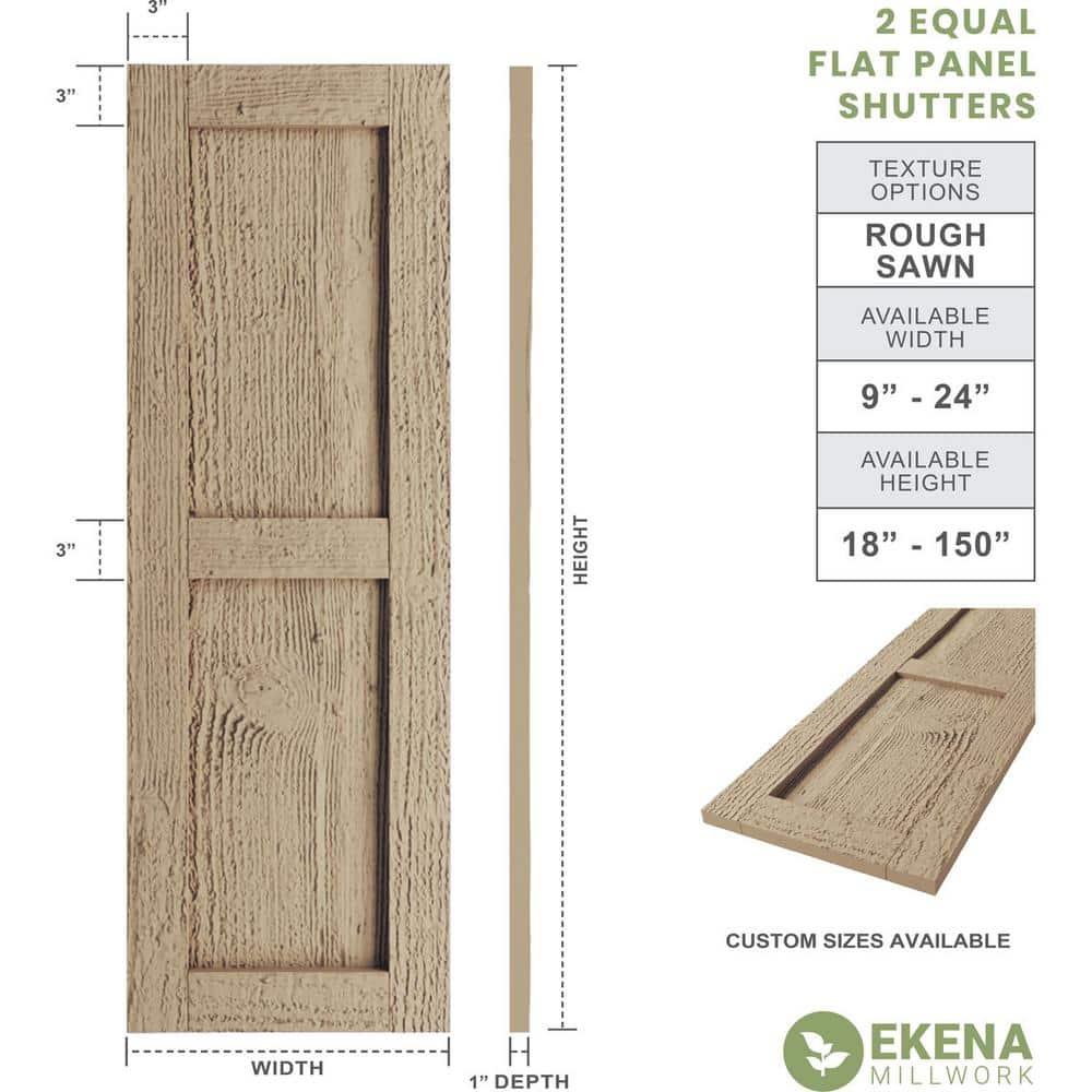 Ekena Millwork Rustic Two Equal Panel Flat Panel Faux Wood Shutters (Per Pair)