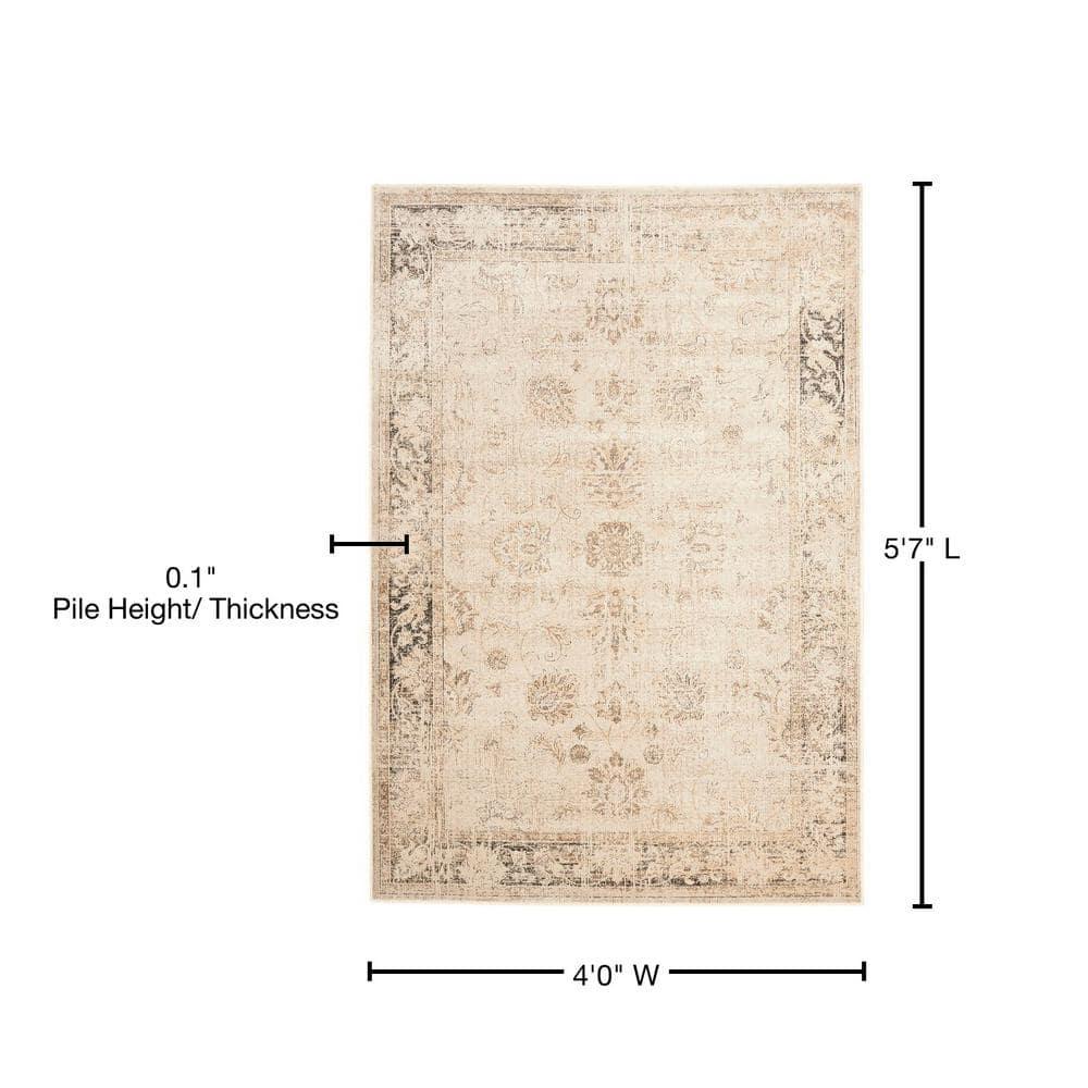 Vintage VTG117 Power Loomed Indoor Skid-Resistant Area Rug - Stone - 4'x5'7" - Safavieh