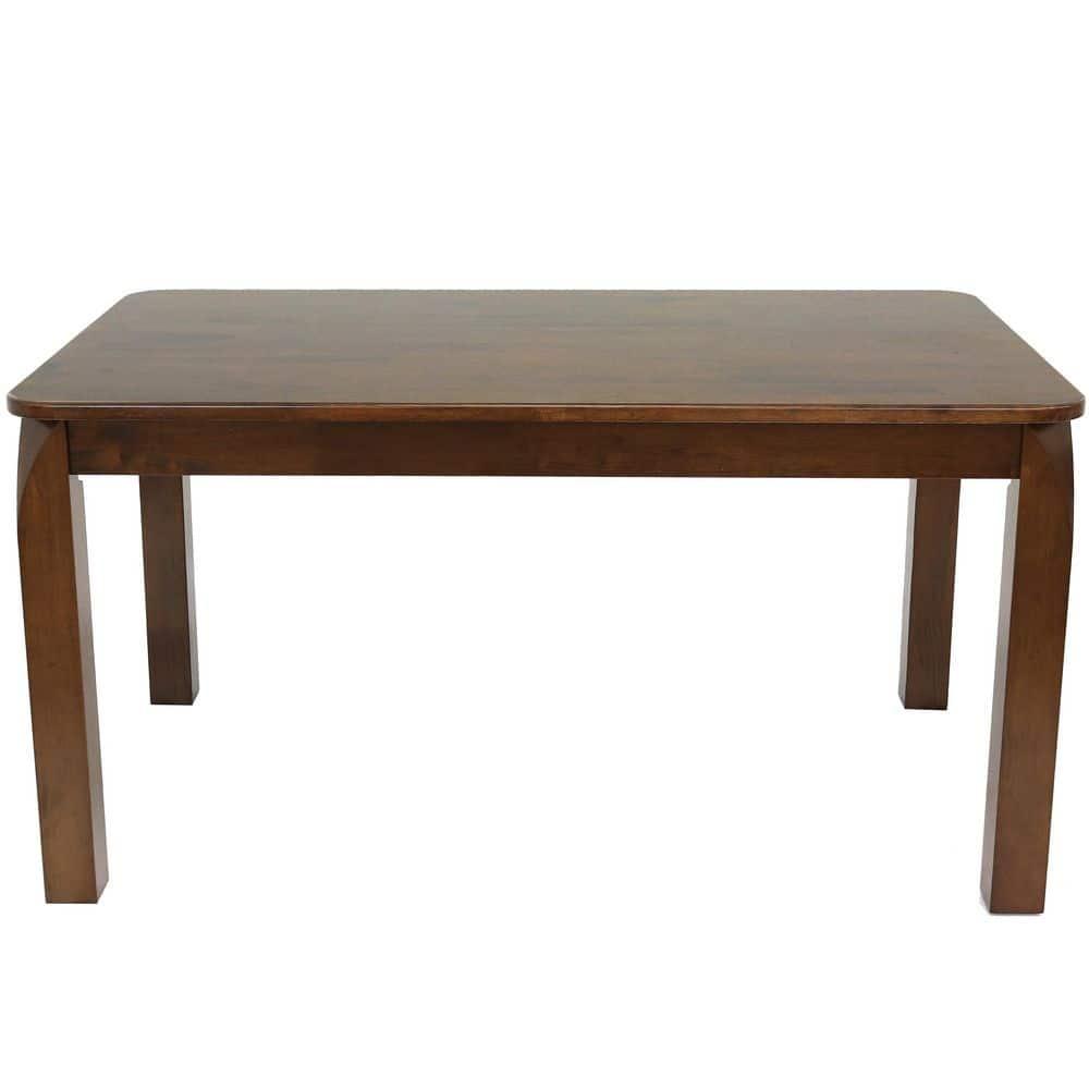 Sunnydaze Indoor 5-Foot Solid Rubberwood Rectangular Dining Table - Dark Walnut