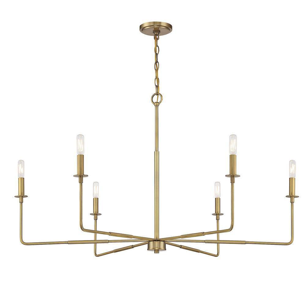 Savoy House Salerno 6 - Light Chandelier in  Warm Brass