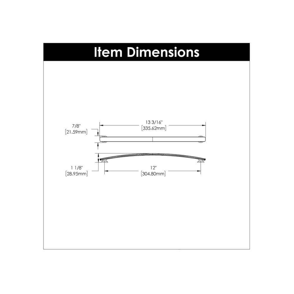 American Diner Kitchen Cabinet Handles, Solid Core Drawer Pulls for Cabinet Doors, 12"