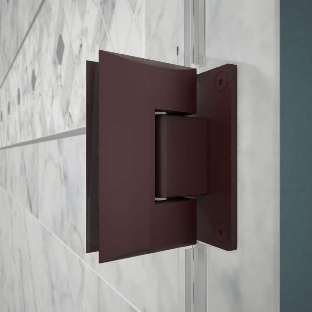 Unidoor Frameless Hinged Shower Door with Glass Shelves