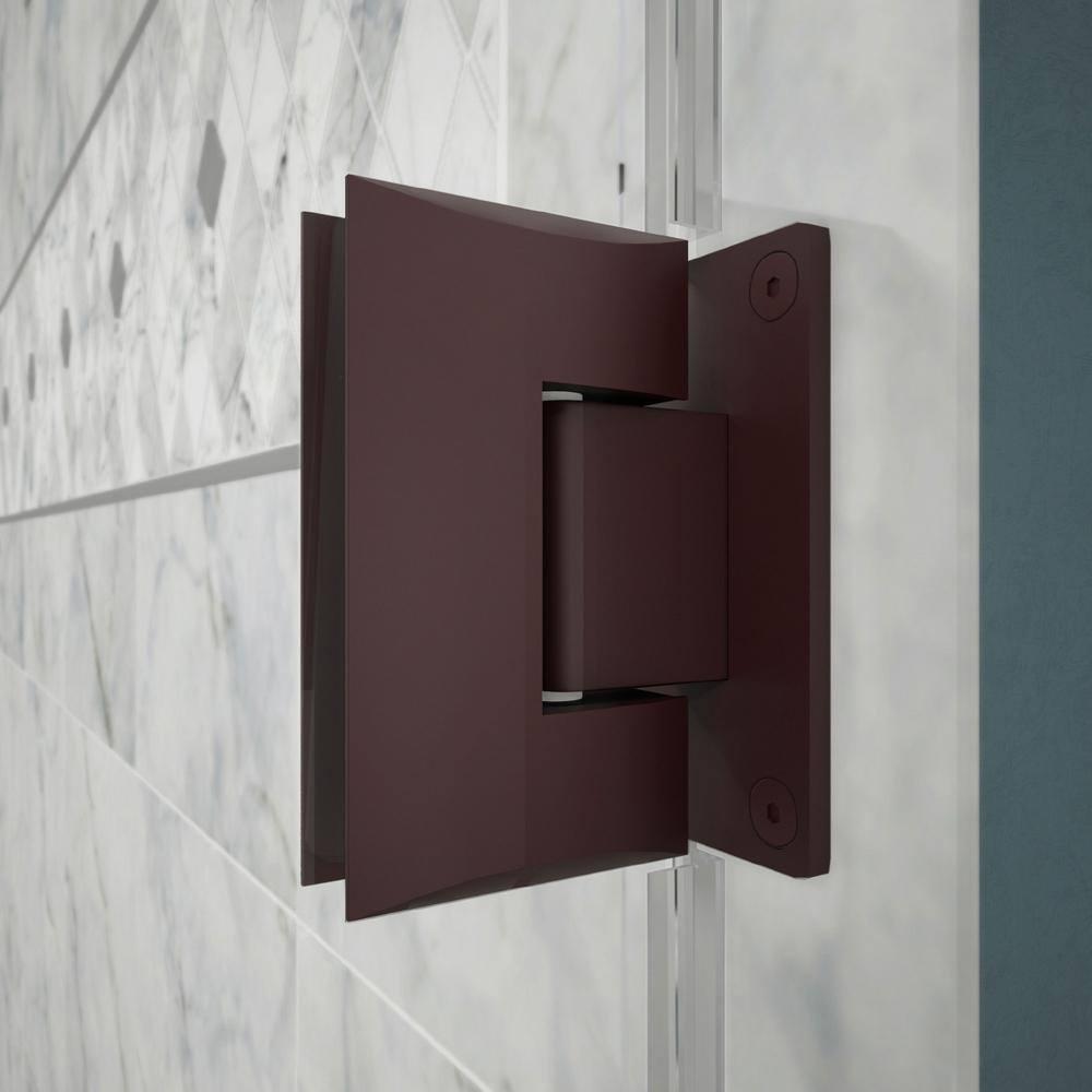 Unidoor Frameless Hinged Shower Door with Glass Shelves