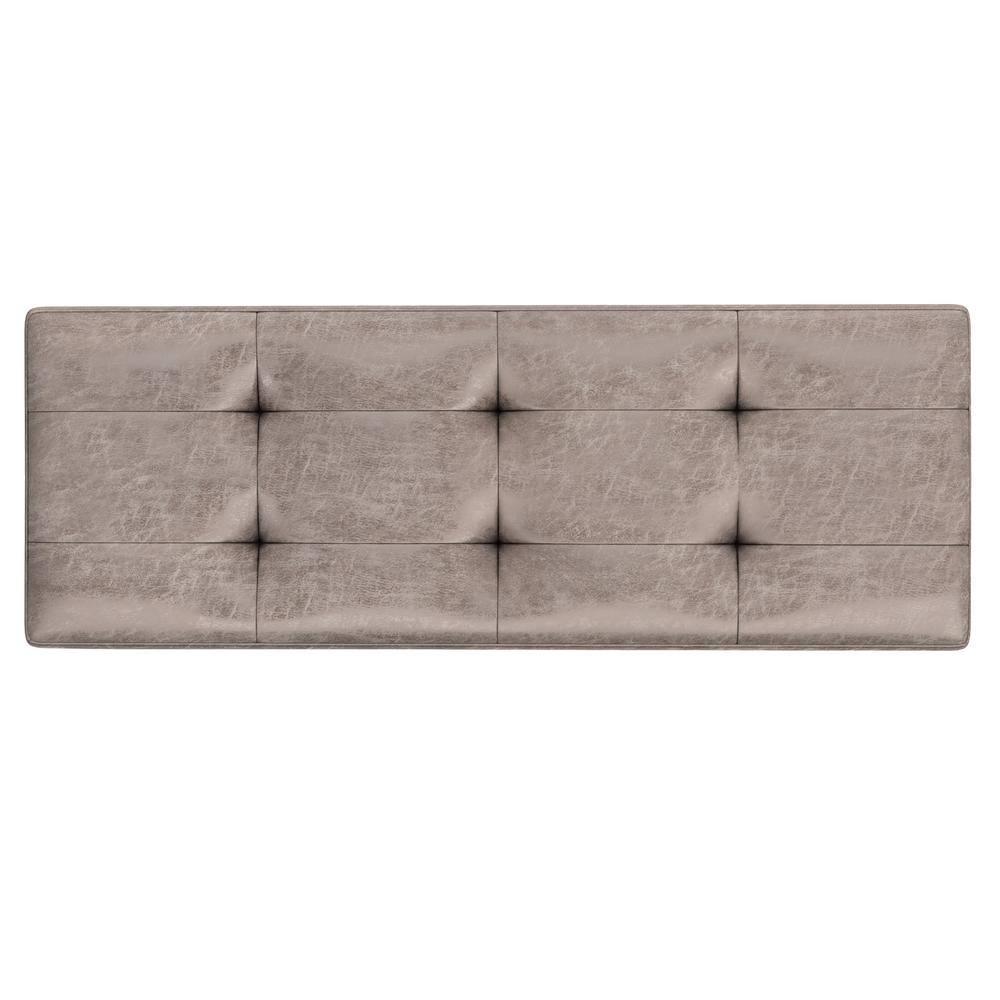 Simpli Home Shay 48"W Upholstered Storage Ottoman with Lift Top and Tufted Detailing