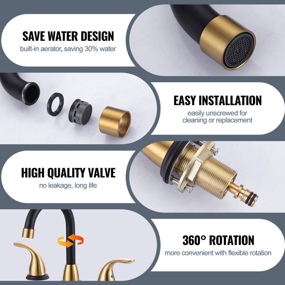 8 Inch Widespread Double Handle Bathroom Faucet With Pop-Up Drain Kit