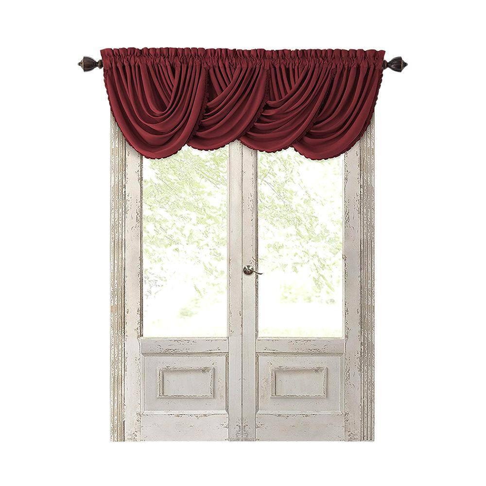 All Seasons Single Waterfall Window Valance - 52" x 36" - Rouge Red - Elrene Home Fashions