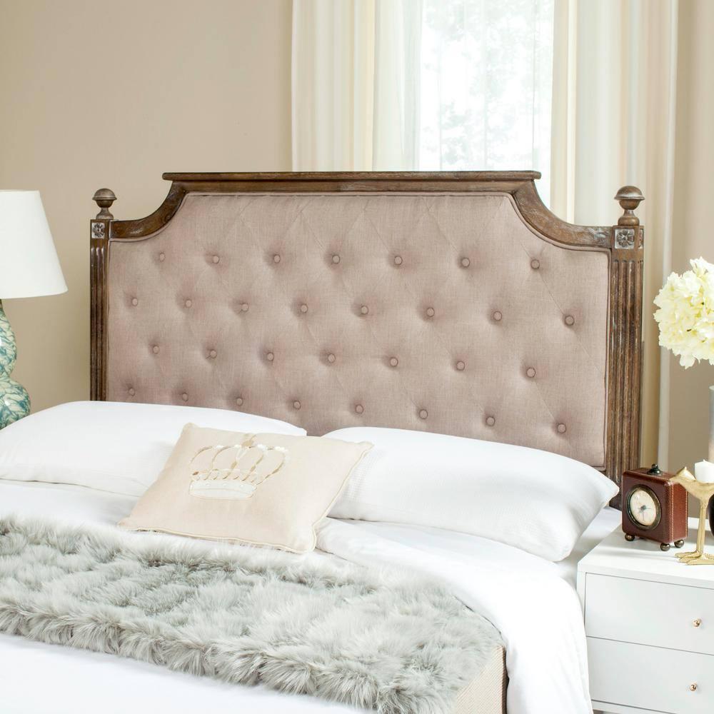 SAFAVIEH Rustic Wood Tufted Upholstered Headboard, Queen, Taupe