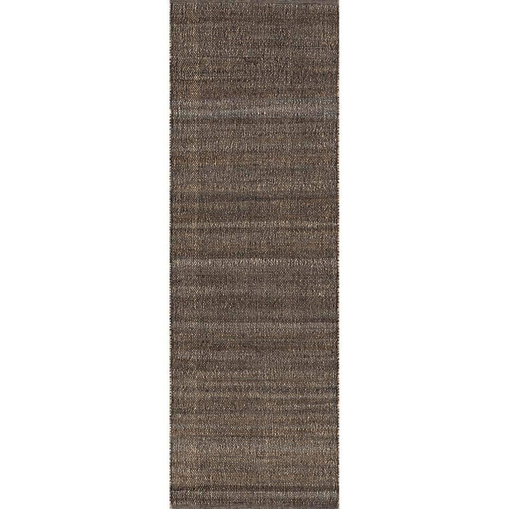 Nuloom 2x8 Elfriede Jute & Cotton Hand Woven Indoor Area Rug, Charcoal, Solid Rustic Farmhouse Style Natural Fiber Bedroom, Living Room,