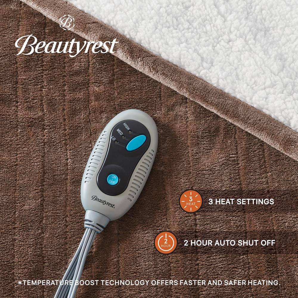 Beautyrest Beautyrest Heated Microlight to Berber Throw